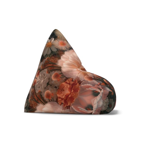 Lustrous Peach Baroque Floral 01 - Bean Bag Chair Cover - Image 4