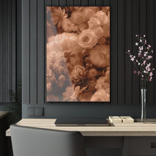 Lustrous Peach Fuzz Tone Baroque Floral 01 - Acrylic Prints - Image 4