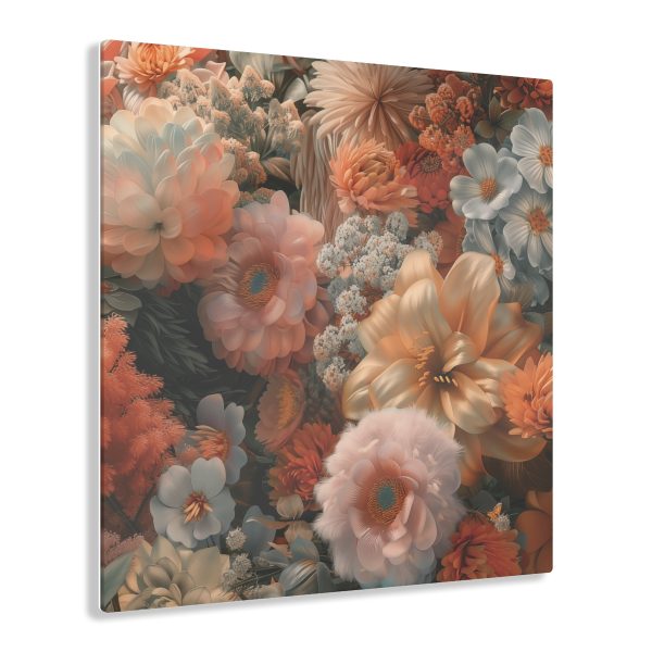 Lustrous Peach Baroque Floral 02 - Acrylic Prints