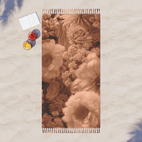 Lustrous Peach Fuzz Tone Baroque Floral 02 - Boho Beach Cloth - Image 3