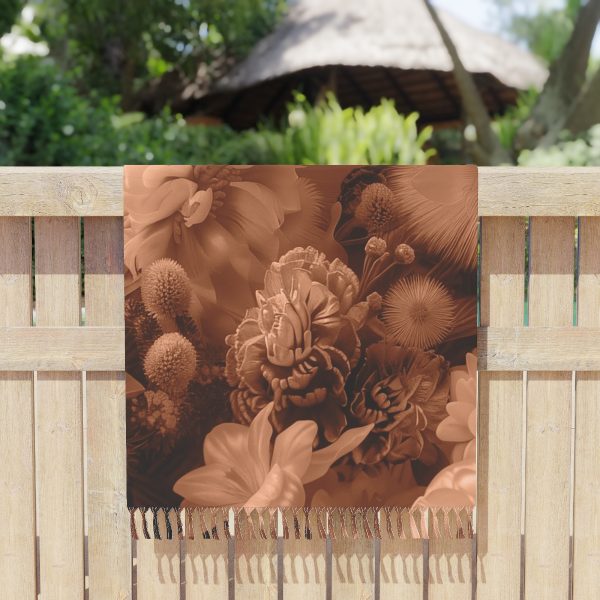 Lustrous Peach Fuzz Tone Baroque Floral 01 - Boho Beach Cloth - Image 5