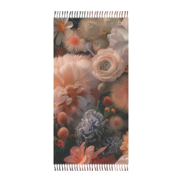 Lustrous Peach Baroque Floral 01 - Boho Beach Cloth