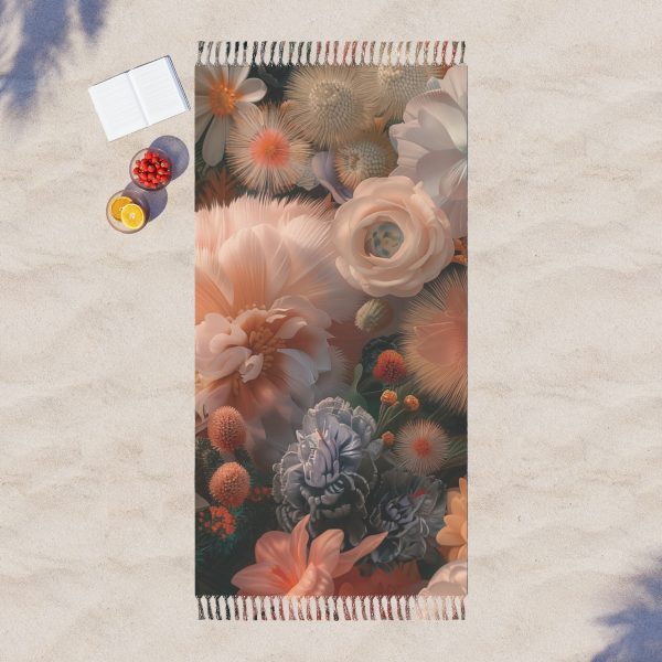 Lustrous Peach Baroque Floral 01 - Boho Beach Cloth - Image 3