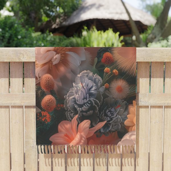 Lustrous Peach Baroque Floral 01 - Boho Beach Cloth - Image 5