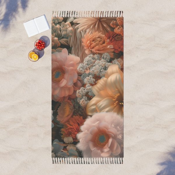 Lustrous Peach Baroque Floral 02 - Boho Beach Cloth - Image 3