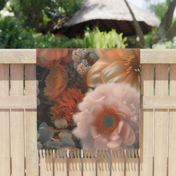 Lustrous Peach Baroque Floral 02 - Boho Beach Cloth - Image 5