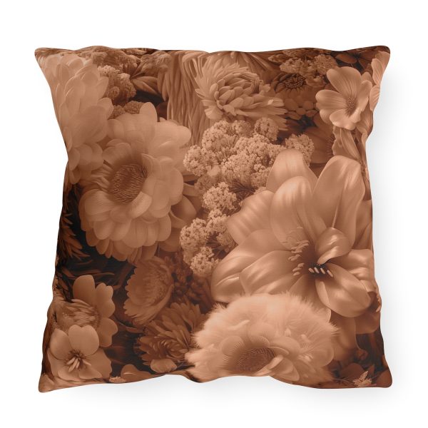 Lustrous Peach Fuzz Tone Baroque Floral 02 - Outdoor Pillows