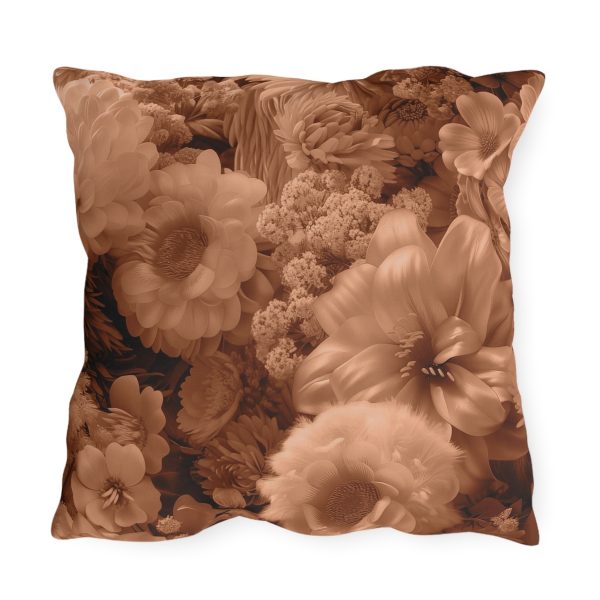 Lustrous Peach Fuzz Tone Baroque Floral 02 - Outdoor Pillows - Image 2