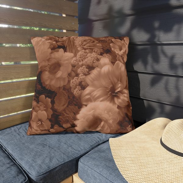 Lustrous Peach Fuzz Tone Baroque Floral 02 - Outdoor Pillows - Image 3