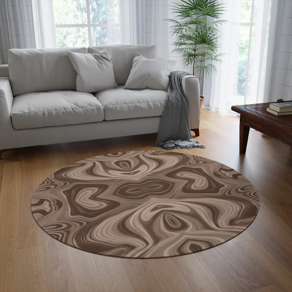 Lipnotic Kaleidoscope Background In Almondine 04 - Round Rug - Image 4