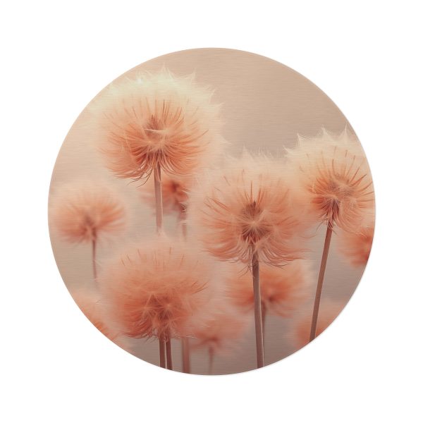 Misty Peach Dandelions - Round Rug