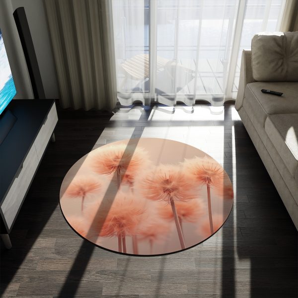 Misty Peach Dandelions - Round Rug - Image 3