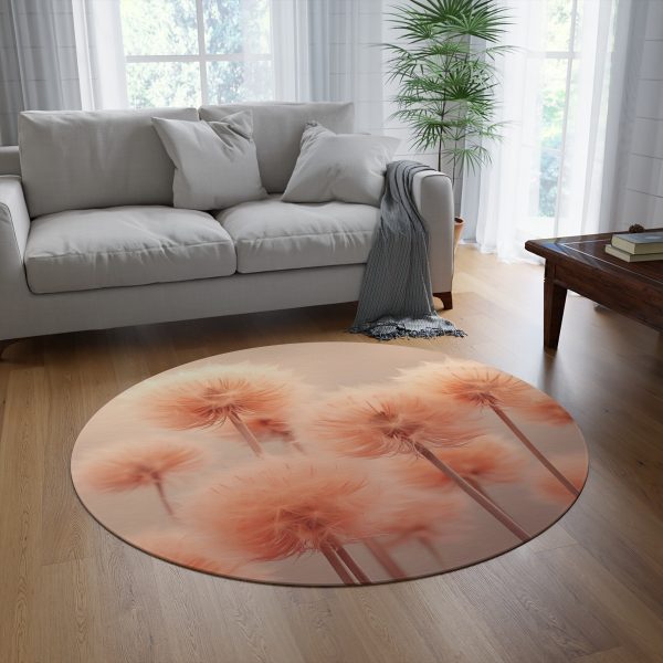 Misty Peach Dandelions - Round Rug - Image 4