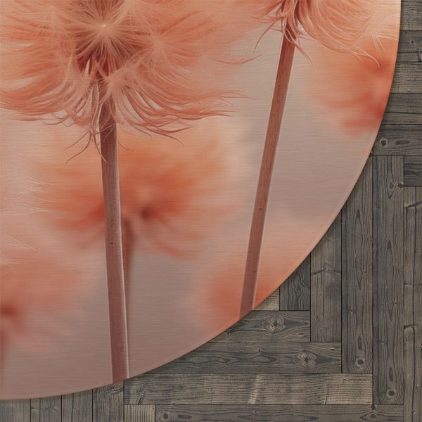 Misty Peach Dandelions - Round Rug - Image 5