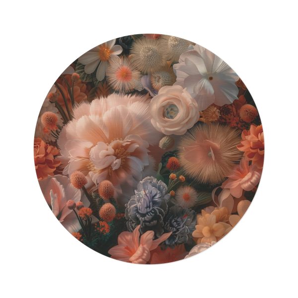 Lustrous Peach Baroque Floral 01 - Round Rug