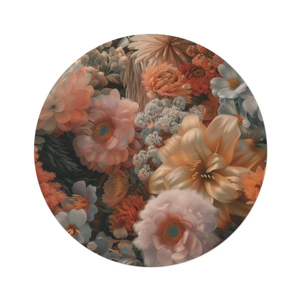 Lustrous Peach Baroque Floral 02 - Round Rug