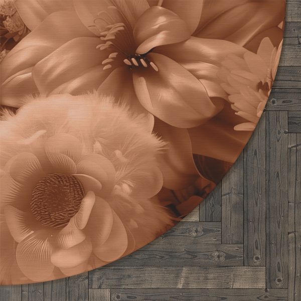 Lustrous Peach Fuzz Tone Baroque Floral 02 - Round Rug - Image 5