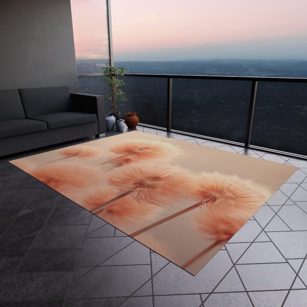 Misty Peach Dandelions - Outdoor Rug - Image 4