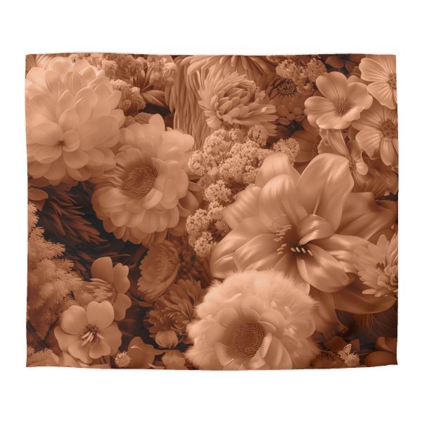 Lustrous Peach Fuzz Tone Baroque Floral 02 - Microfiber Duvet Cover - Image 2