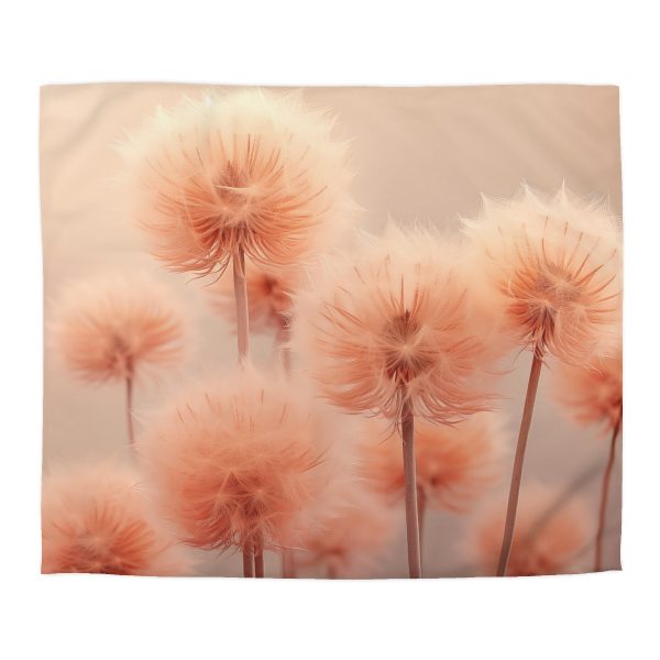 Misty Peach Dandelions - Microfiber Duvet Cover - Image 22