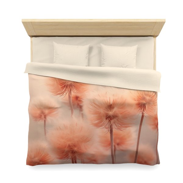 Misty Peach Dandelions - Microfiber Duvet Cover - Image 23