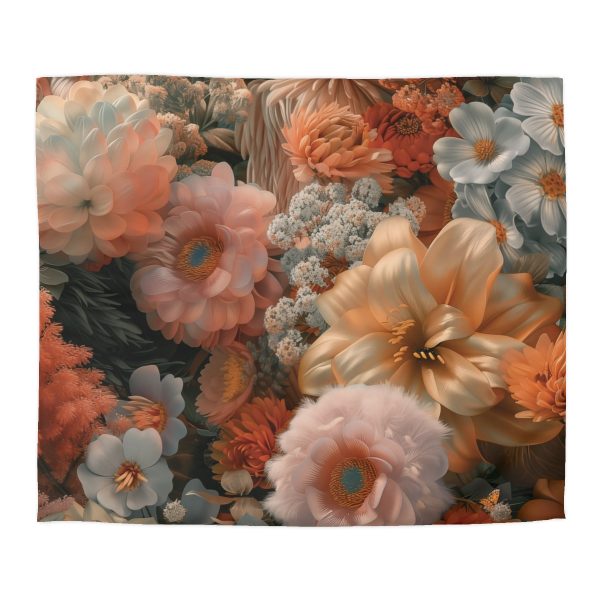 Lustrous Peach Baroque Floral 02 - Microfiber Duvet Cover - Image 2