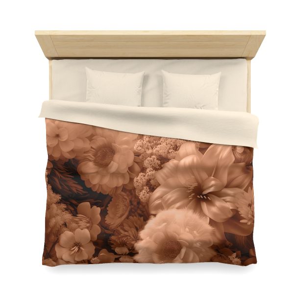 Lustrous Peach Fuzz Tone Baroque Floral 02 - Microfiber Duvet Cover