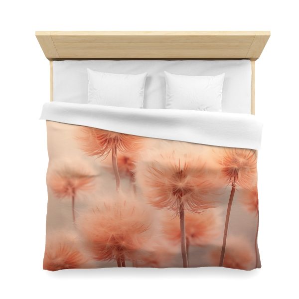 Misty Peach Dandelions - Microfiber Duvet Cover