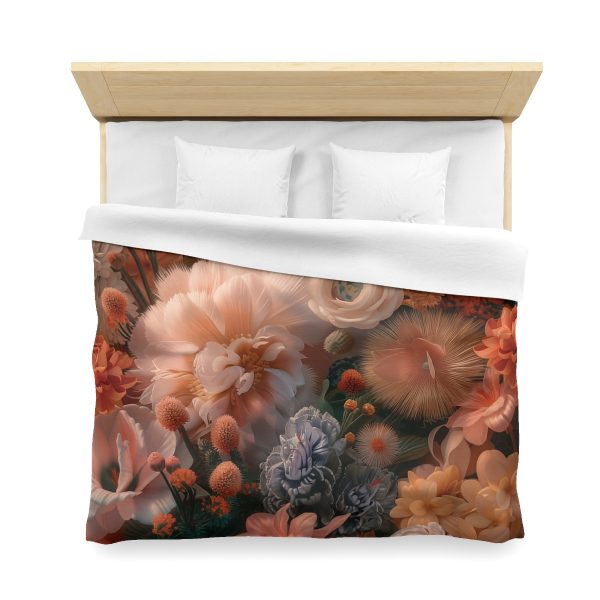 Lustrous Peach Baroque Floral 01 - Microfiber Duvet Cover