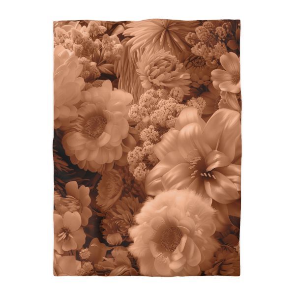 Lustrous Peach Fuzz Tone Baroque Floral 02 - Microfiber Duvet Cover - Image 10