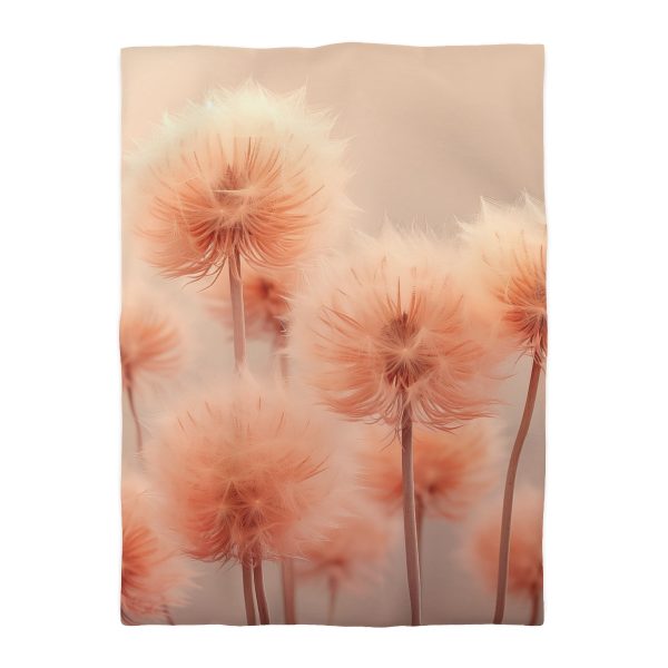 Misty Peach Dandelions - Microfiber Duvet Cover - Image 10