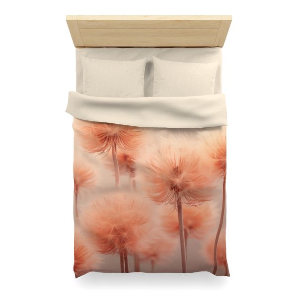 Misty Peach Dandelions - Microfiber Duvet Cover - Image 11