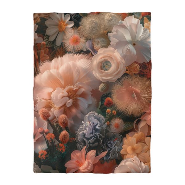 Lustrous Peach Baroque Floral 01 - Microfiber Duvet Cover - Image 10