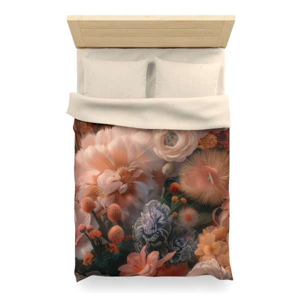 Lustrous Peach Baroque Floral 01 - Microfiber Duvet Cover - Image 11