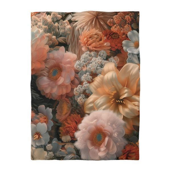 Lustrous Peach Baroque Floral 02 - Microfiber Duvet Cover - Image 10