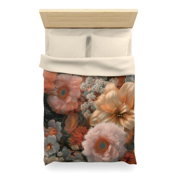 Lustrous Peach Baroque Floral 02 - Microfiber Duvet Cover - Image 11