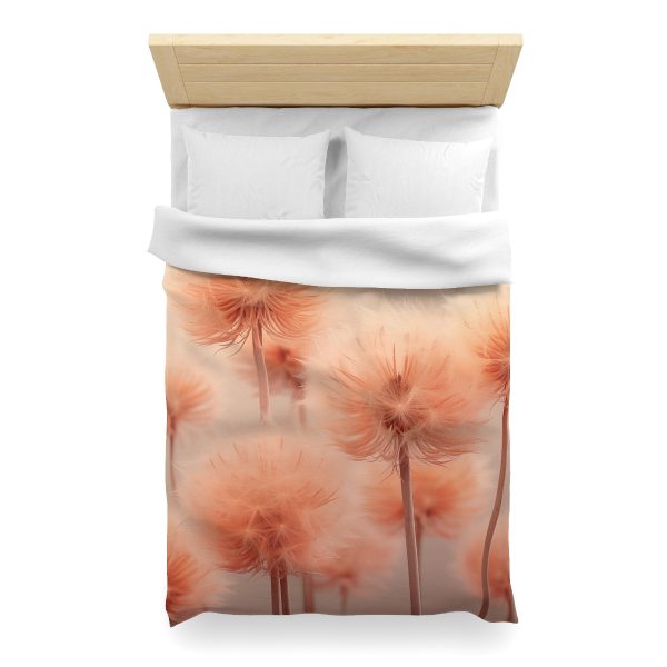 Misty Peach Dandelions - Microfiber Duvet Cover - Image 14