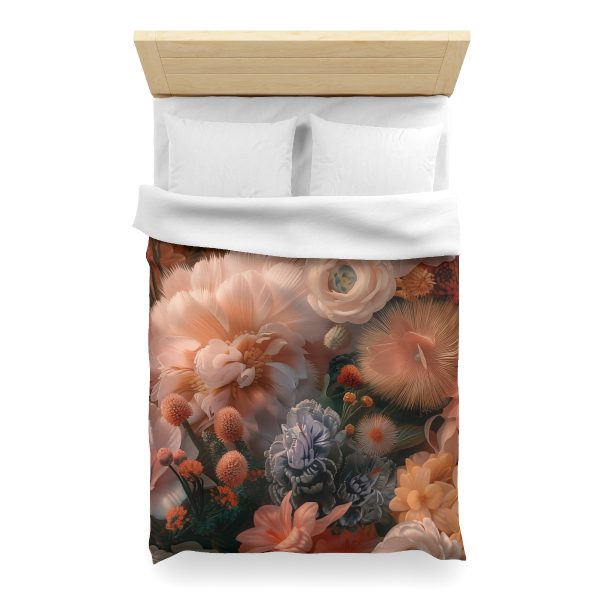 Lustrous Peach Baroque Floral 01 - Microfiber Duvet Cover - Image 14