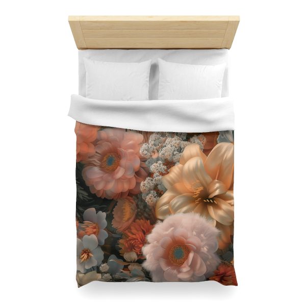 Lustrous Peach Baroque Floral 02 - Microfiber Duvet Cover - Image 14