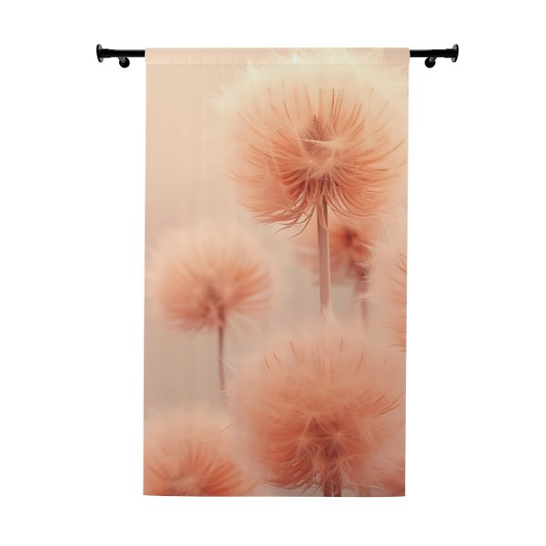 Misty Peach Dandelions - Left Side Blackout Window Curtains (1 Piece)