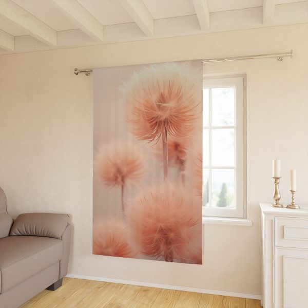 Misty Peach Dandelions - Left Side Blackout Window Curtains (1 Piece) - Image 2