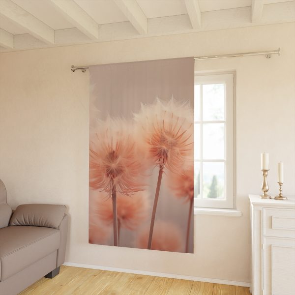 Misty Peach Dandelions - Right Side Blackout Window Curtains (1 Piece) - Image 2