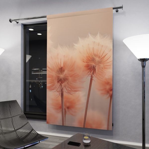 Misty Peach Dandelions - Right Side Blackout Window Curtains (1 Piece) - Image 3