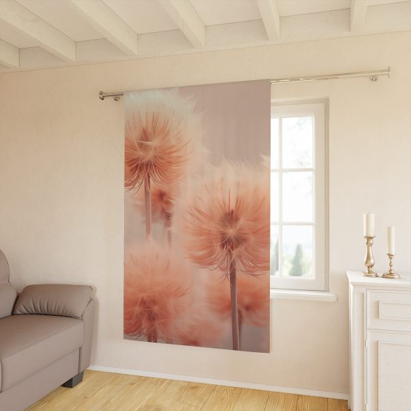 Misty Peach Dandelions - Single Panel Blackout Window Curtains (1 Piece) - Image 2