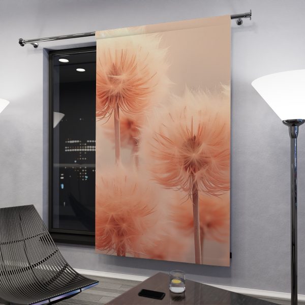 Misty Peach Dandelions - Single Panel Blackout Window Curtains (1 Piece) - Image 3