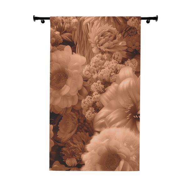 Lustrous Peach Fuzz Tone Baroque Floral 02 - Single Panel Blackout Window Curtains (1 Piece)