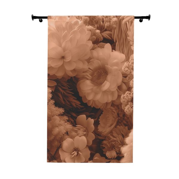 Lustrous Peach Fuzz Tone Baroque Floral 02 - Left Side Blackout Window Curtains (1 Piece)