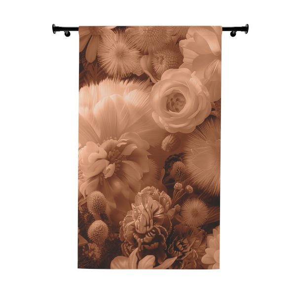 Lustrous Peach Fuzz Tone Baroque Floral 01 - Single Panel Blackout Window Curtains (1 Piece)