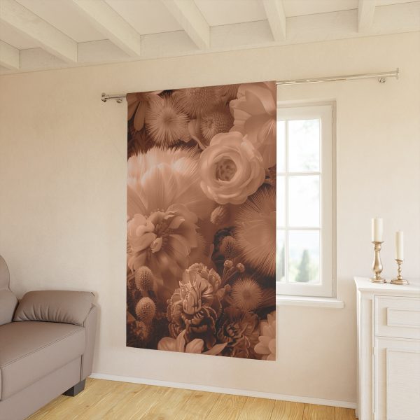 Lustrous Peach Fuzz Tone Baroque Floral 01 - Single Panel Blackout Window Curtains (1 Piece) - Image 2