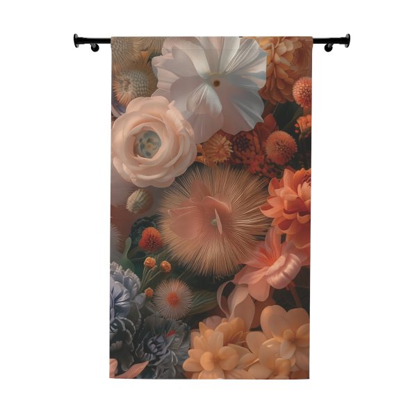 Lustrous Peach Baroque Floral 01 - Right Side Blackout Window Curtains (1 Piece)